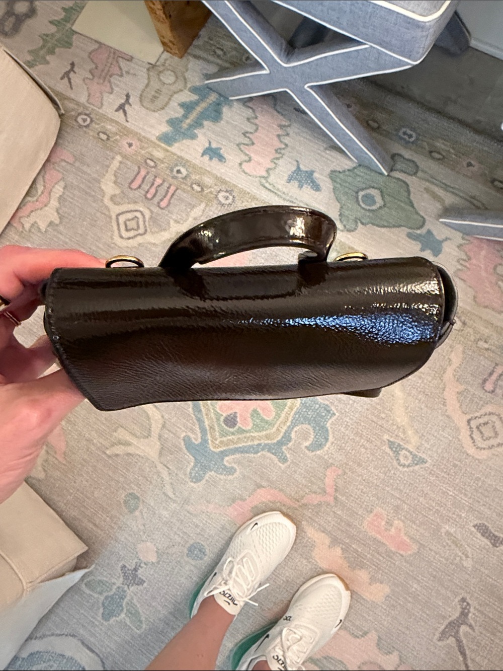 Mansur Gavriel Espresso Patent Leather Mini Soft Lady Bag - Picture 9 of 9